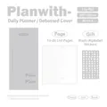 Planwith daily planner with PU cover and debossed design, includes Washi letter stickers - Daily Planner / Gray