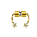 Close-up of golden magnetic U-shaped nose ring featuring sparkling rhinestone star studs - Gold Rhinestone Star (#14)