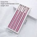 Set of 4 long Korean pink aromatherapy candles in white box for home decoration - Korean Pink (Rich Rose)
