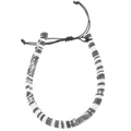Handmade black and white striped bohemian woven friendship bracelet with adjustable knot - 09 Black & White Style (7768)