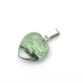 Green and black millefiori glass heart pendant with silver bail for DIY necklaces - Artistic Crystal Green Black White