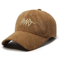 Casquette de baseball en velours marron avec broderie HEART pour l'hiver - Marron