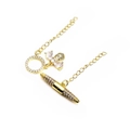 Gold plated brass OT toggle clasp with micro zircon pave and bee charm for DIY jewelry - Bee Round Clasp