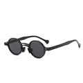 Gafas de sol retro redondas con doble puente, montura negra y lentes gris oscuro - Montura Negra Lentes Gris Negro