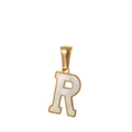 Collana classica in acciaio dorato con pendente a lettera R in madreperla bianca - Lettera R / Madreperla Bianca