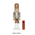 30cm Nutcracker King soldier in gold glitter with gift box for Christmas decor - Round Top Silver Scimitar Soldier