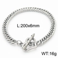 Pulsera de eslabones cubanos de acero de titanio plateado de 8mm con cierre de corazón OT - Cadena Cubana de 6mm Con Cierre OT de Corazón(KB165895-ZZ)
