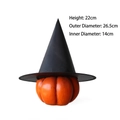 Halloween black oxford wizard hat on pumpkin base, size 22cm high and 26.5cm wide - Mini Black Hat With Pumpkin Base