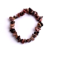 Elastic beaded bracelet with natural crushed stones in pink, purple, and black textures - Rhodonite with Black Lines