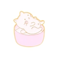 Pin's en émail chat blanc dans une tasse rose, accessoire mignon de style japonais - Style Chat dans une Tasse (XZ4224)