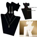 Portrait silhouette jewelry stand in black velvet finish for earrings and necklaces - Folding Silhouette Necklace Stand