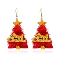Christmas earrings with red plush Christmas tree design and gold Merry Christmas bell charms - 10.Red Christmas Tree Earrings