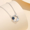 Elegant S925 sterling silver necklace with blue gemstone and white heart butterfly pendant - White Gold Color (DY794)