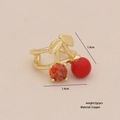 Golden cherry-shaped ear cuff with red beads and orange zircon, made of copper - Zircon Cherry Style (6# Single Cherry)