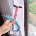 Haarelastiek voor kinderen met roze vlecht en blauwe haarlok op zwarte band - Lichte Gradiënt Hemelsblauw