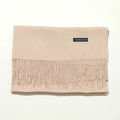 Solid beige cashmere scarf with elegant tassels and a premium textured material finish - 70cm / Light Coffee