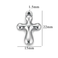 Silver cross pendant in polished stainless steel with detailed size measurements - Style 52