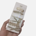 Colorful 6-piece hair clip set with rhinestones and metal designs on display card - White Obsession (6 Piece Set)