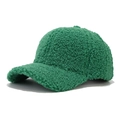 Minimalist green faux shearling baseball cap with warm textured fleece finish - One Size / Green