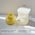 Silicone duck mold dimensions and finished candle size with measurements shown on white marble - Duck Mold (H-0507)