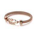 Rose gold mesh bracelet featuring MOM letter heart design and secure clasp closure - Rose Gold (KB116497-KFC)