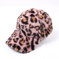 Cappello da baseball leopardato rosa da donna in morbida ecopelliccia di tendenza - Regolabile / Leopardo Rosa
