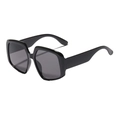 Classic large square black frame sunglasses with dark lenses for women and men - Black Frame Grey Lens