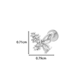 Silver butterfly labret stud with cubic zirconia and flat back post, 0.79cm width - Delicate Butterfly (0155-10#) / Silver
