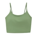 Olive green high-impact nylon sports bra with double thin shoulder straps and wide hem - S / Vesta Green