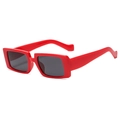 Retro rectangle sunglasses with bright red frames and dark grey UV lenses in Y2K style - C04 Red Frame Grey Lens