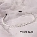 Silver-toned headband with 3mm pearls and black non-slip ends on elegant white mesh - 36# Silver Pearl Chain Headband