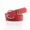 Damesriem van mat rood nubuckleer met een gouden ronde gesp voor een luxe uitstraling - Rood