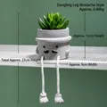 Artificial succulent in grey bearded face pot with dangling legs for desktop decor - Mustache Succulent Pot / Grey-Mustache Style