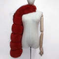 Luxurious red faux fox fur shawl wrap featuring a trendy five-tier segment design - Burgundy
