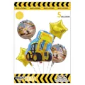 5-piece construction theme balloon set including excavator and gold stars - Bulldozer 5-Piece Set