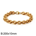 Golden stainless steel O-chain bracelet with lobster clasp, size 200x10mm, polished finish - 200x10mm Gold Style (KB113962-Z)