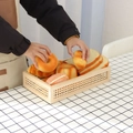 Handmade woven storage basket filled with various realistic bread and pastry squishy toys - Wooden Tray / Standard (33*18.5*7CM)