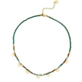 Collana di perline con pietre naturali verdi e marroni e ciondoli dorati in acciaio - Verde & Oro