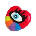 Lucky eye heart-shaped bead charm with colorful rainbow texture and blue iris pattern - Bright Red/Rainbow Heart Eye (M654238D1-Red)