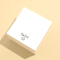 White square earring display card with black Hello text and smiley face icon - 1 Sheet / 8*8cm (8 Holes)