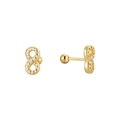 Eleganti orecchini a lobo infinito in argento S925 dorato con zirconi brillanti - Oro
