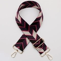 Adjustable woven purse strap with purple geometric pattern and gold hardware - No. 531