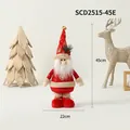 Standing Christmas Santa plush doll in red and beige with gold stars, height 45cm - Fixed Leg Santa Claus