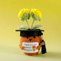 Handmade crochet 2025 graduation potato plant with a thank you for helping me grow card - Graduation Cap Double-head Rose Yellow