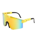Gafas de sol deportivas con montura amarilla salpicada y lentes arcoíris grandes - C02 Amarillo Salpicado