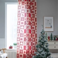 Christmas red plaid curtain with festive tree patterns and delicate tassel edges - Button Pattern Hooks / 150x45cm