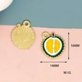 Detail of durian alloy pendant showing yellow fruit and green shell, size 16mm x 14mm - Durian (17)