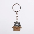 3D cartoon grey and white cat keychain in box, approximately 14g, 2.8cm height - Keychain / Seeking Adoption Gray Cat