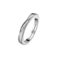 Bague ouverte élégante en argent pour femme avec lignes entrelacées et zircons - Micro-pavé Ajustable / Argent Femme
