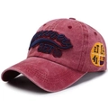 Vintage washed burgundy baseball cap with Discovery embroidery and retro patch - Washed Red (3ET)